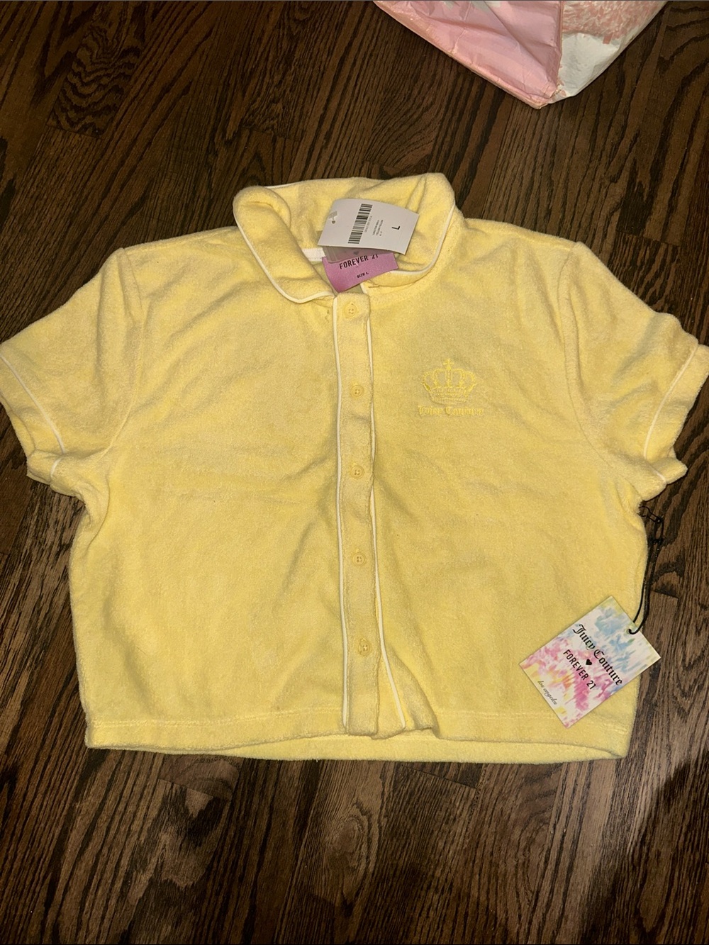 Juicy Couture Yellow Kids Terry Button-Down Polo